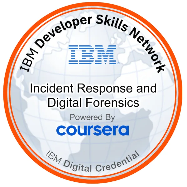 IBM Digital Credential – Incident Response and Digital Forensics (Coursera) Badge